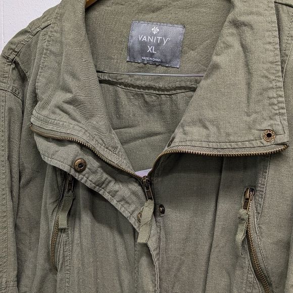 Army Green Embroidered Good Vibes Jacket - Picture 3 of 5